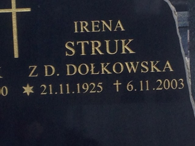 Irena Struk 1925 Białystok - Grobonet - Wyszukiwarka osób pochowanych