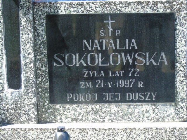 Natalia Sokołowska 1925 Białystok - Grobonet - Wyszukiwarka osób pochowanych